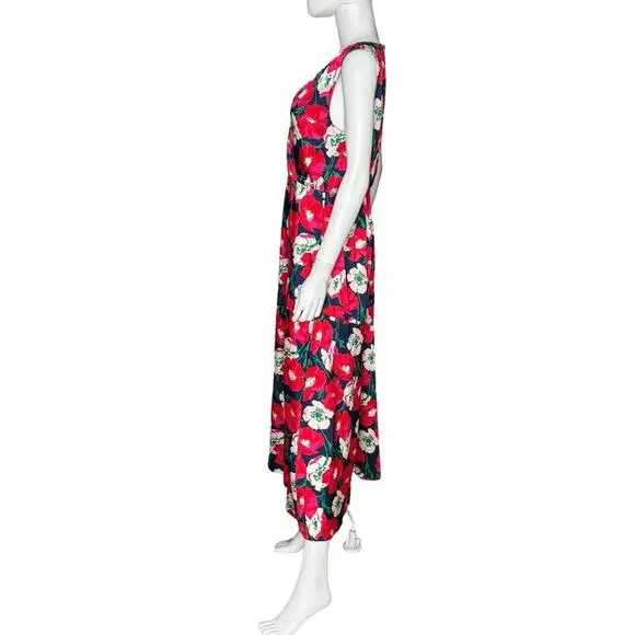 Sam Edelman Women's Poppy Floral V-Neck Chiffon A-Line Dress Coral Multi NWT - Picture 3 of 9